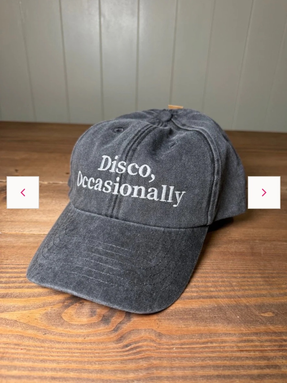 Black 'Disco, Occasionally' Washed Cotton Baseball Cap